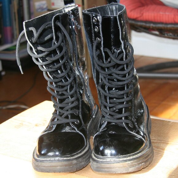 Aqua Diva Black Patent Leather Boots - Picture 3 of 5